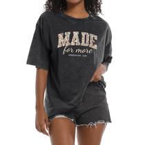 Camiseta Reuseket Christian Made for More para mulheres preta