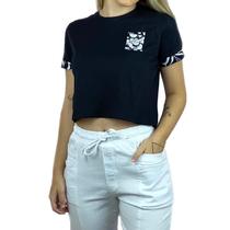 Camiseta Riu Kiu Cropped C/ Barra Estampada