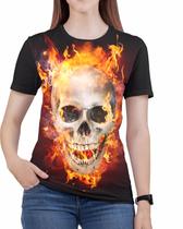 Camiseta Rock Caveira Moto Harley Feminina Roupas