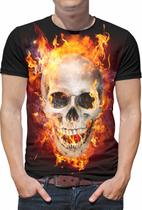 Camiseta Rock Caveira Moto Harley Masculina Roupas