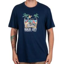 Camiseta Rock City Bali Never Stop Riding Azul Marinho