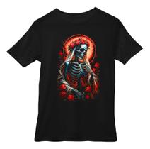Camiseta Rock Esqueleto Skull Estampa Dtf Camisa Preta Basic Camiseta Rock Esqueleto Skull Estampa Dtf Camisa Preta Basic