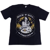 Camiseta Rock Preta Guitarra Rock N Roll Forever HCD646 MB