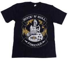 Camiseta Rock Preta Guitarra Rock N Roll Forever hCD646 RCH