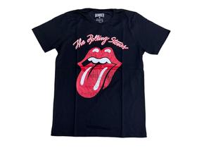 Camiseta Rolling Stones Logo Língua Preto Blusa Adulto Banda de Rock Bo584 BM Camiseta Rolling Stones Logo Língua Preto Blusa Adulto Banda de Rock Bo584 BM