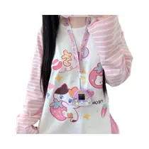 Camiseta Rosa De Manga Longa Listrada Kawaii Estilo Hip Hop Para Meninas, Moda Coreana De Outono Camiseta Rosa De Manga Longa Listrada Kawaii Estilo Hip Hop Para Meninas, Moda Coreana De Outono