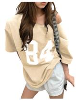 Camiseta RoseSeek Girl's Off The Shoulder Apricot 11Y com estampa numérica Camiseta RoseSeek Girl's Off The Shoulder Apricot 11Y com estampa numérica