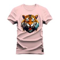 Camiseta Rugido Estampada Algodão Confortável 30.1 Penteada