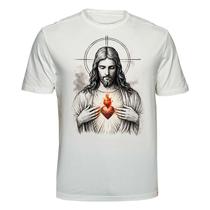 Camiseta Sagrado Coração de Jesus Manso e Humilde de Coração Tamanho:GGCor:Branca Camiseta Sagrado Coração de Jesus Manso e Humilde de Coração Tamanho:GGCor:Branca