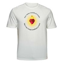 Camiseta Sagrado Coração de Jesus Manso Humilde Tamanho:MCor:Branca Camiseta Sagrado Coração de Jesus Manso Humilde Tamanho:MCor:Branca