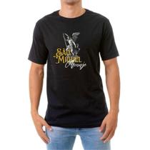 Camiseta São Miguel Arcanjo Preta Masculina 100 Algodão