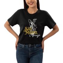 Camiseta São Miguel Arcanjo Preto Feminina Católica