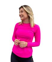 Camiseta Segunda Pele Less Now Manga Longa Rosa
