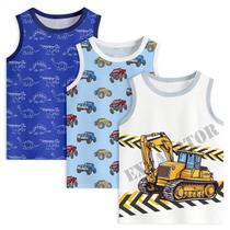 Camiseta sem mangas BiuLetter para meninos, 3 a 8 anos, pacote com 3