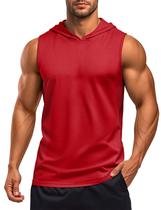 Camiseta sem mangas com capuz MAGCOMSEN para homens vermelha XL