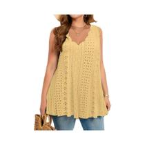 Camiseta Sem Mangas Com Detalhes Em Renda Para Mulheres plus Size, Roupas De Verão Sólidas Camiseta Sem Mangas Com Detalhes Em Renda Para Mulheres plus Size, Roupas De Verão Sólidas