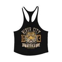 Camiseta Sem Mangas De Algodão Com Estampa De Tigre Para Homens, Respirável, Estilo Y Back, Ideal