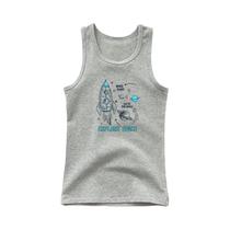 Camiseta Sem Mangas De Algodão Para Meninos Com Estampa De Barco, Top De Verão Para Crianças