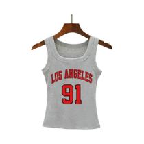 Camiseta Sem Mangas De Algodão Para Mulheres Com Estampas De Los Angeles Moda Casual De Verão Camiseta Sem Mangas De Algodão Para Mulheres Com Estampas De Los Angeles Moda Casual De Verão