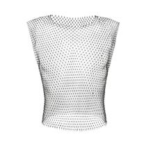 Camiseta Sem Mangas Em Rede Com Strass Para Homens, Brilhante E Transparente