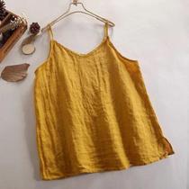 Camiseta Sem Mangas Feminina Com Decote Em V, Solta, Fina, Casual, Vintage, Tendência Básica