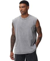 Camiseta sem mangas masculina SnowElve, camiseta de treino, cinza, 2GG
