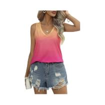 Camiseta Sem Mangas Oversized Com Decote Em V Para Mulheres, Estampa De Flores Em Tie Dye 3D, Moda