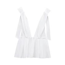 Camiseta Sem Mangas Para Mulheres Com Laço Nas Costas, Top De Verão BSAY Em Poplin, Moda Sexy Camiseta Sem Mangas Para Mulheres Com Laço Nas Costas, Top De Verão BSAY Em Poplin, Moda Sexy