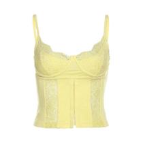 Camiseta Sem Mangas Para Mulheres Jovens Com Detalhes Em Renda E Decote Em V, Ajuste Slim Casual Camiseta Sem Mangas Para Mulheres Jovens Com Detalhes Em Renda E Decote Em V, Ajuste Slim Casual