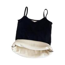 Camiseta Sem Mangas Preta E Quente Para Mulheres, Casual, Sexy, Em Veludo Elástico, Roupa Térmica Camiseta Sem Mangas Preta E Quente Para Mulheres, Casual, Sexy, Em Veludo Elástico, Roupa Térmica