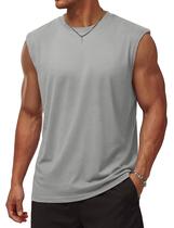Camiseta sem mangas TACVASEN, algodão, ginástica, cinza claro, M Camiseta sem mangas TACVASEN, algodão, ginástica, cinza claro, M
