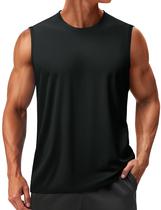 Camiseta sem mangas TACVASEN Workout Quick Dry Masculina preta Camiseta sem mangas TACVASEN Workout Quick Dry Masculina preta