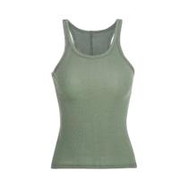 Camiseta Sem Mangas Verde Em Tricô Com Listras Para Mulheres, Estilo Vintage Básico, Camisetas Camiseta Sem Mangas Verde Em Tricô Com Listras Para Mulheres, Estilo Vintage Básico, Camisetas