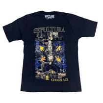 Camiseta Sepultura Logo Chaos Rock Nacional Metal Groove MR357 RC