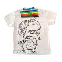 Camiseta Shark Colorir Com Canetinhas Lavável - Dj Dino - 8