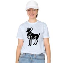 Camiseta Signo Áries Tribal Animal Camisa Personalizada Blusa Adulto Algodão com Poliéster