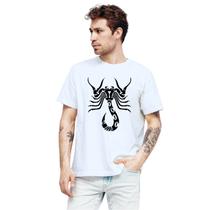 Camiseta Signo Escorpião Tribal Zodíaco Camisa Personalizada Blusa Adulto Algodão com Poliéster Camiseta Signo Escorpião Tribal Zodíaco Camisa Personalizada Blusa Adulto Algodão com Poliéster