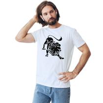 Camiseta Signo Leão Tribal Camisa Personalizada Blusa Adulto Algodão com Poliéster