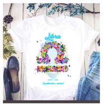 Camiseta Signos Zodíaco Astrologia Personalizada Floral Camiseta Signos Zodíaco Astrologia Personalizada Floral
