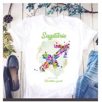 Camiseta Signos Zodíaco Astrologia Personalizada Floral Camiseta Signos Zodíaco Astrologia Personalizada Floral