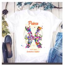 Camiseta Signos Zodíaco Astrologia Personalizada Floral Camiseta Signos Zodíaco Astrologia Personalizada Floral