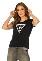 Camiseta Silk Logo Triangulo Guess Preto