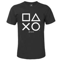 Camiseta Símbolos Playstation Licenciado Geek Cinza Escuro - MN TECIDOS