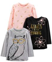 Camiseta Simple Joys by Carter's Girls, pacote com 3 unidades, manga comprida, 3T