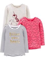 Camiseta Simple Joys by Carter's Girls, pacote com 3 unidades, manga comprida, 5T