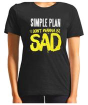 Camiseta Simple Plan Baby Look Feminina I Don't Wanna Be Sad
