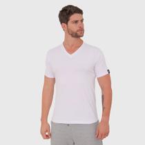 Camiseta Slim Basic Gola V Branco Camiseta Slim Basic Gola V Branco
