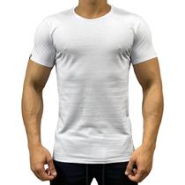 Camiseta Slim Fit Masculina Curta Branca Lisa Basica Premium