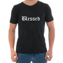 Camiseta slim masculina algodao Arietto com estampa blessed Moderna