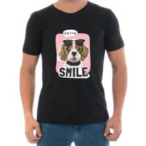 Camiseta Slim Masculina Arietto Confortavel Estampada Cachorro Moderna